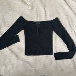 Windsor Black Ribbed Top with Hook Detail